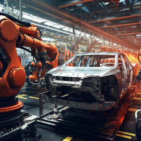 Roboter in Autofabrik